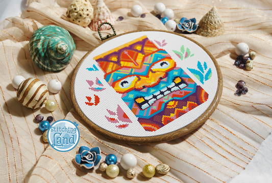 Tiki Mandala Cross Stitch Pattern