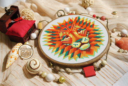 Lion Mandala Cross Stitch Pattern