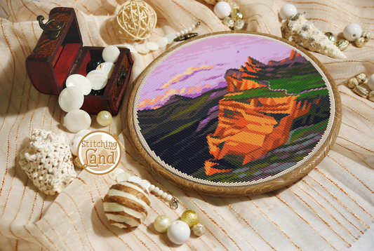 Mountain Cliff Cross Stitch Pattern