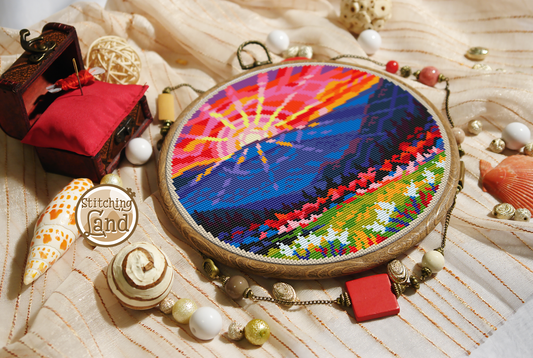 Mountain Sunset Cross Stitch Pattern