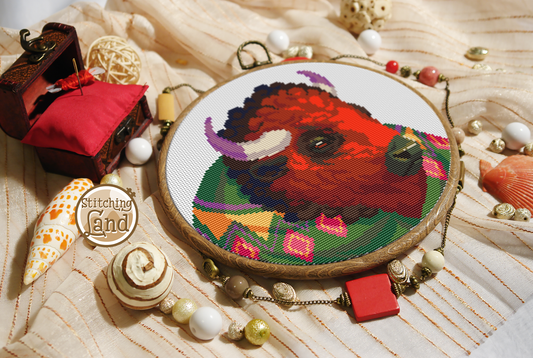 Mr. Bison Cross Stitch Pattern