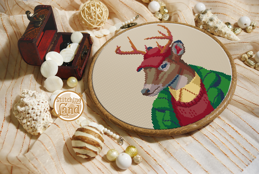 Mr. Deer Cross Stitch Pattern