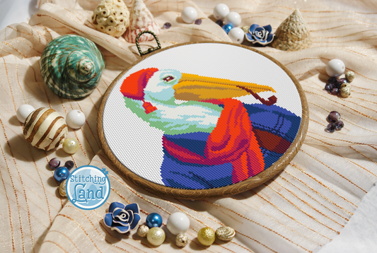 Mr. Pelican Cross Stitch Pattern