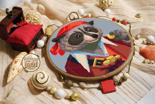Mr. Racoon Cross Stitch Pattern
