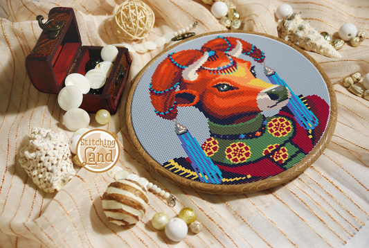 Mrs. Cow Cross Stitch Pattern