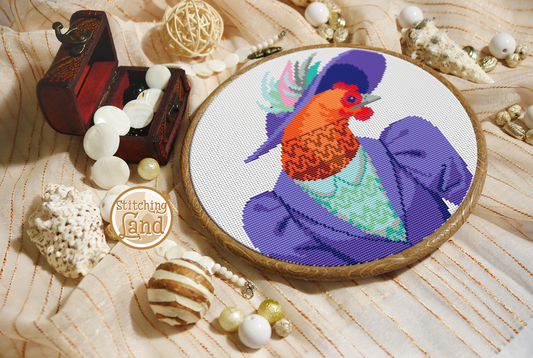 Mrs. Hen Cross Stitch Pattern