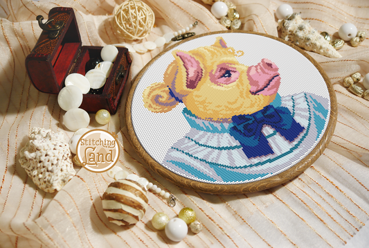 Mrs. Pig Cross Stitch Pattern