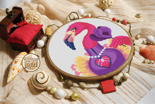 Ms. Flamingo Cross Stitch Pattern