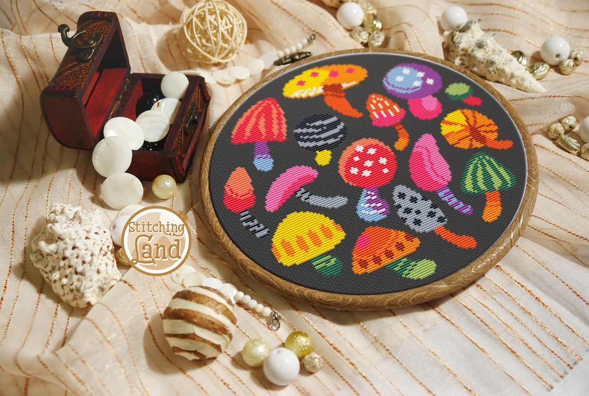 Mushrooms Cross Stitch Pattern