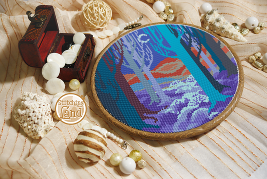 Night Forest Cross Stitch Pattern
