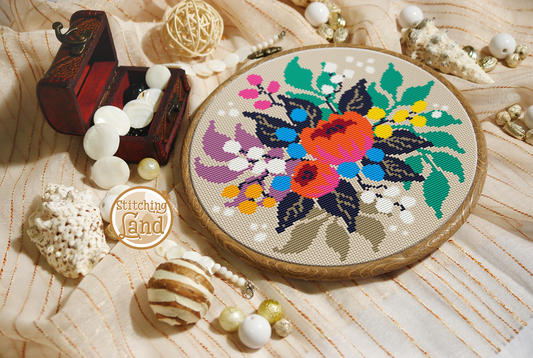 Orange Flowers IV Cross Stitch Pattern