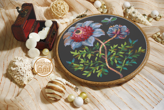 Paeonia Decomposita Cross Stitch Pattern