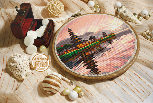 Pura Ulun Danu Bratan Cross Stitch Pattern