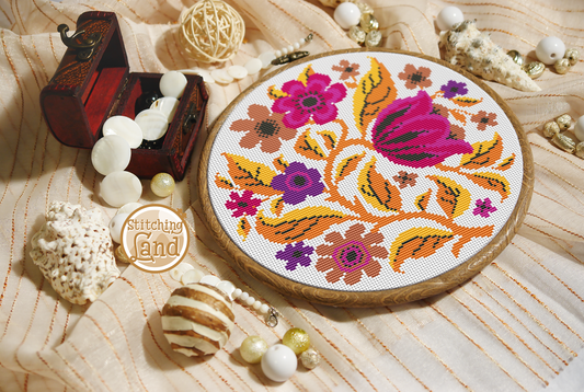 Purple Flowers Cross Stitch Pattern