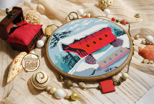 Red Bridge Cross Stitch Pattern