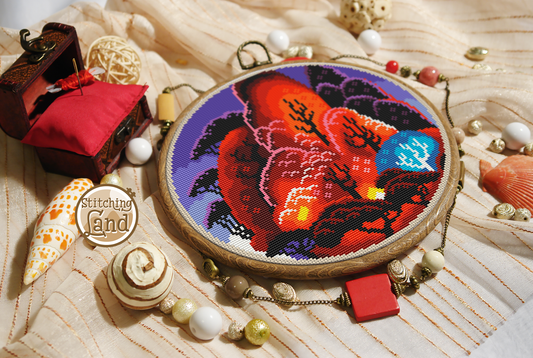 Red Forest Cross Stitch Pattern