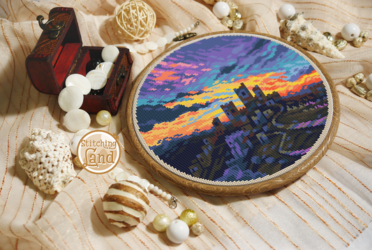 Ruined Fortress Cross Stitch Pattern