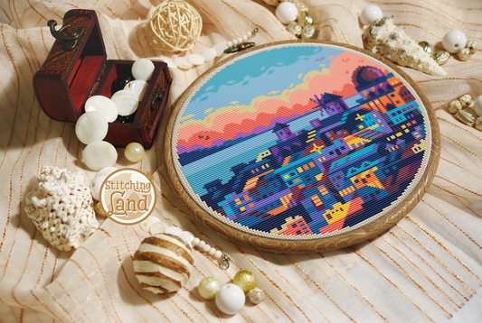 Santorini Cross Stitch Pattern