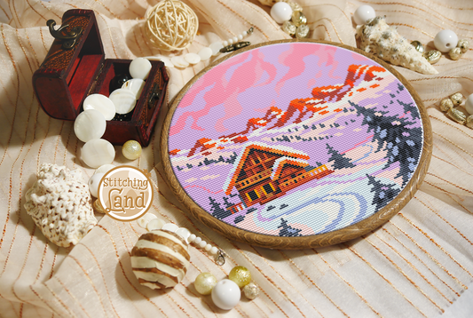Ski Lodge Cross Stitch Pattern