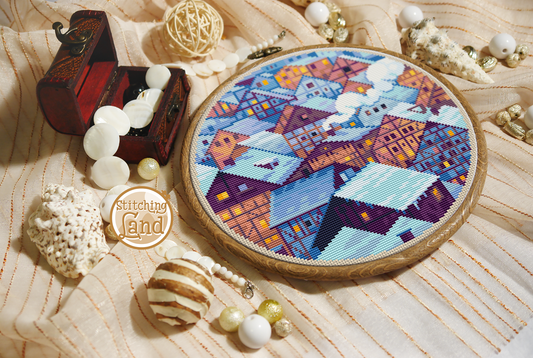 Snowy Town Cross Stitch Pattern