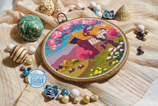 Spring Cottage Cross Stitch Pattern