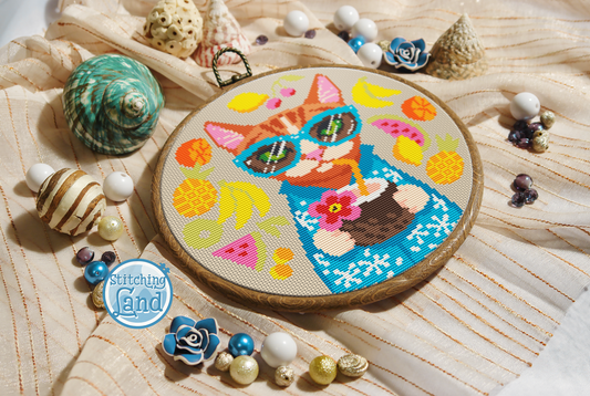 Summer Cat Cross Stitch Pattern