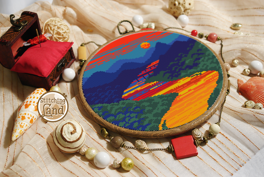 Sunset River Cross Stitch Pattern
