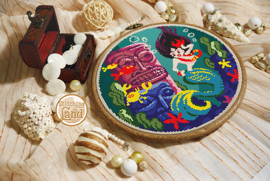 Tiki Mermaid Cross Stitch Pattern