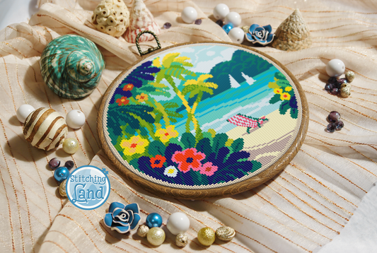 Tropical Beach Cross Stitch Pattern
