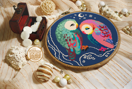 Two Owls Cross Stitch Pattern