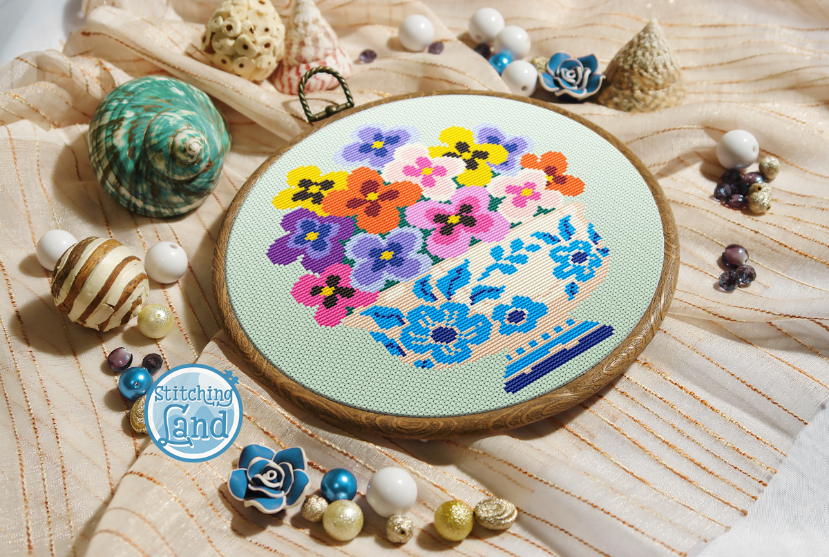 Vase Bouquet Cross Stitch Pattern