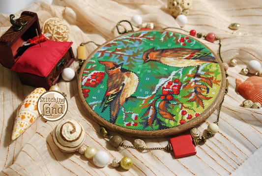 Waxwings Cross Stitch Pattern