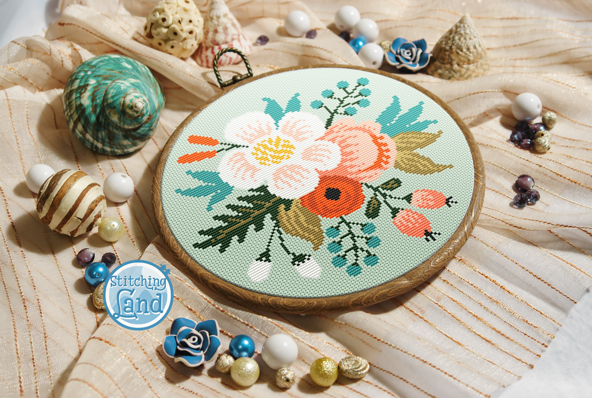White Flower Cross Stitch Pattern