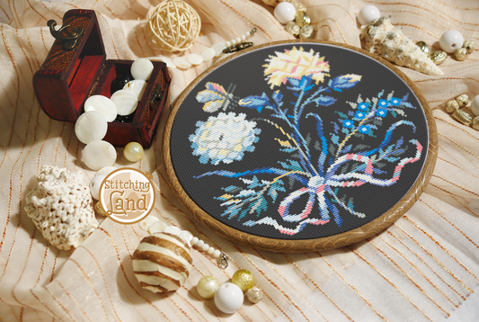 White Flowers Bouquet Cross Stitch Pattern