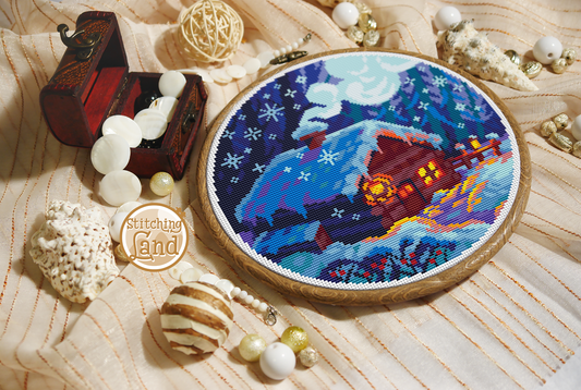 Winter Cabin Cross Stitch Pattern