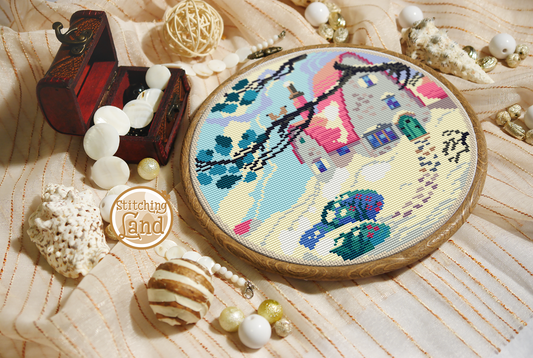 Winter Cottage Cross Stitch Pattern