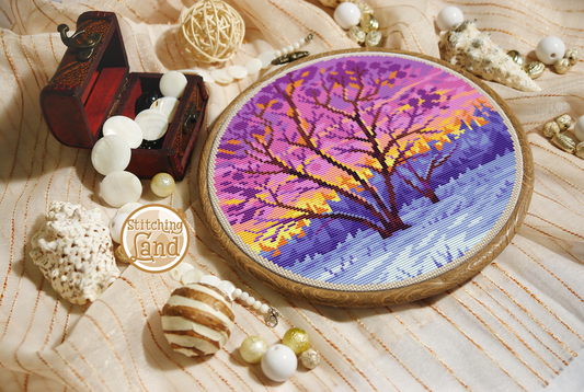 Winter Sunset Cross Stitch Pattern