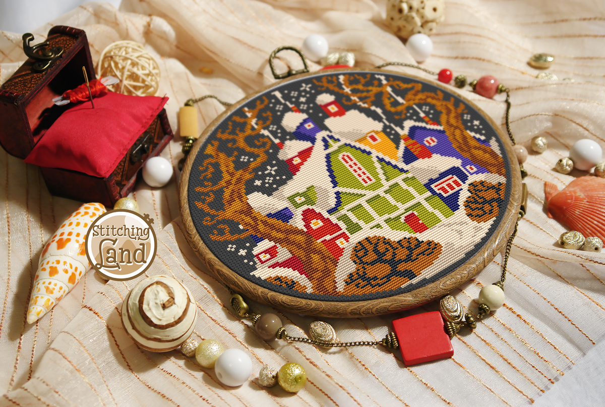 Winter Town Cross Stitch Pattern