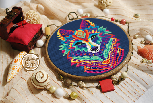 Wolf Mandala Cross Stitch Pattern