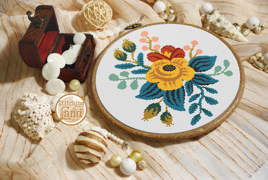 Yellow Flower II Cross Stitch Pattern