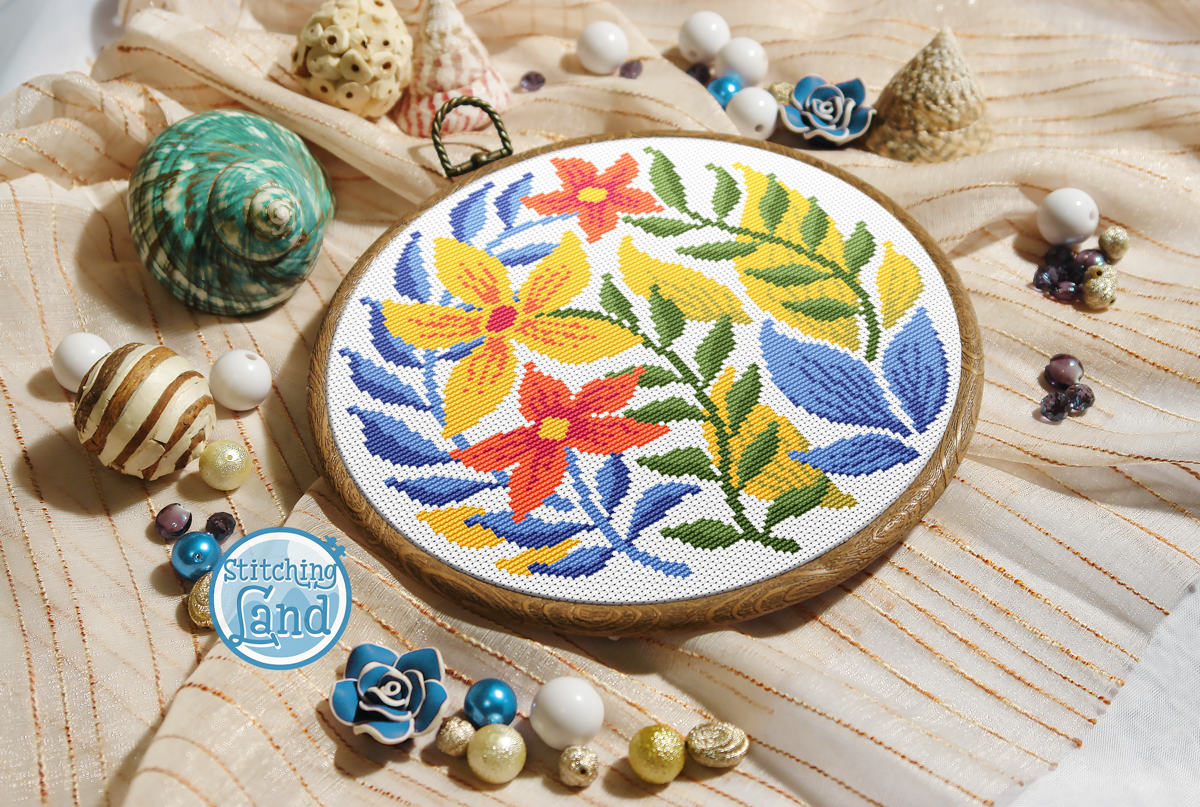 Yellow Flowers Cross Stitch Pattern