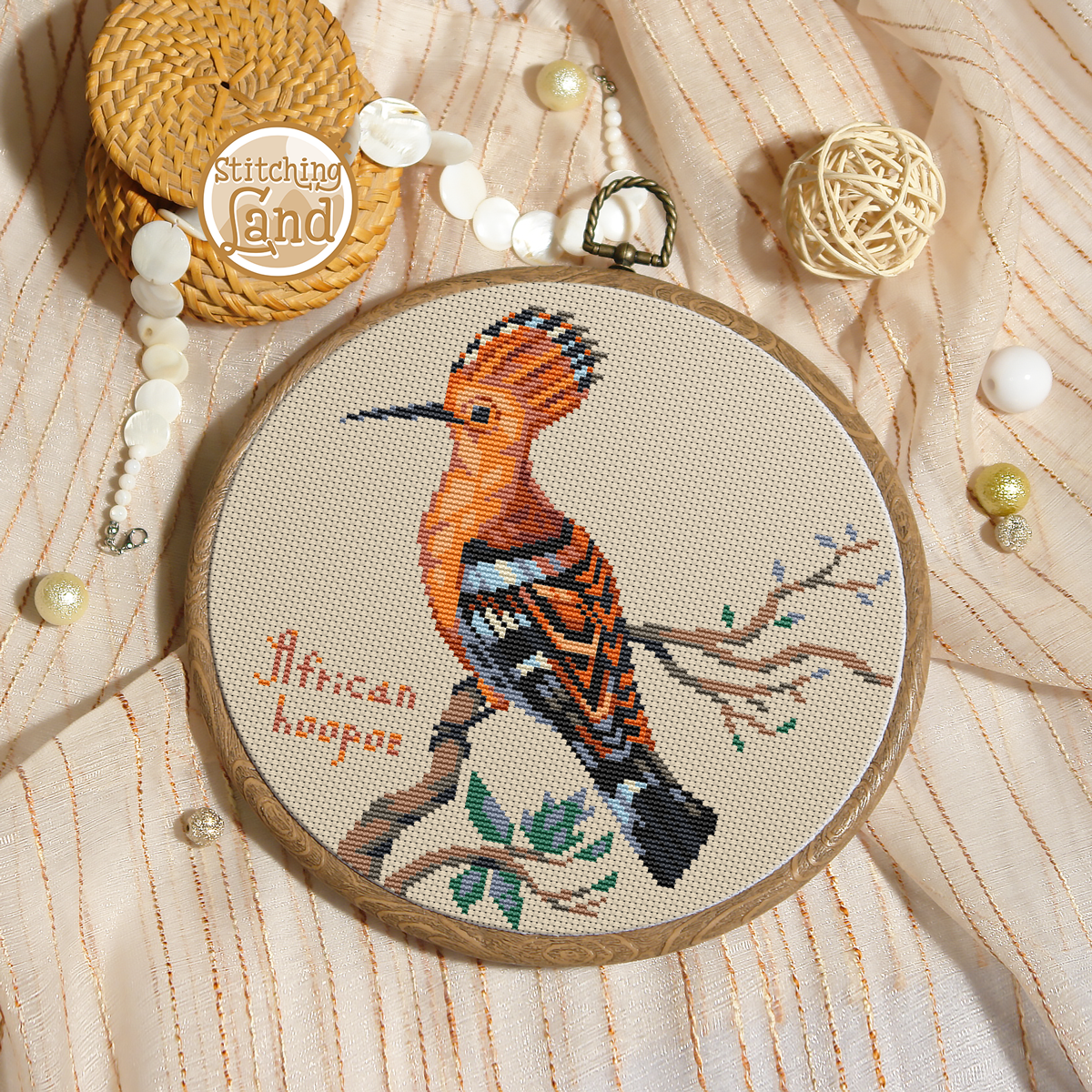 African Hoopoe Cross Stitch Pattern