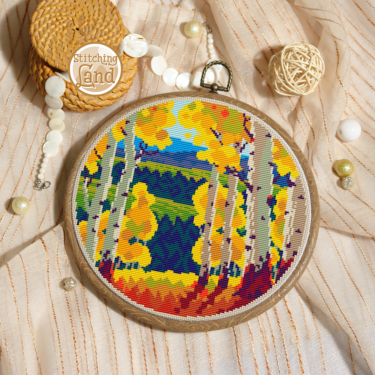 Autumn Birches Cross Stitch Pattern