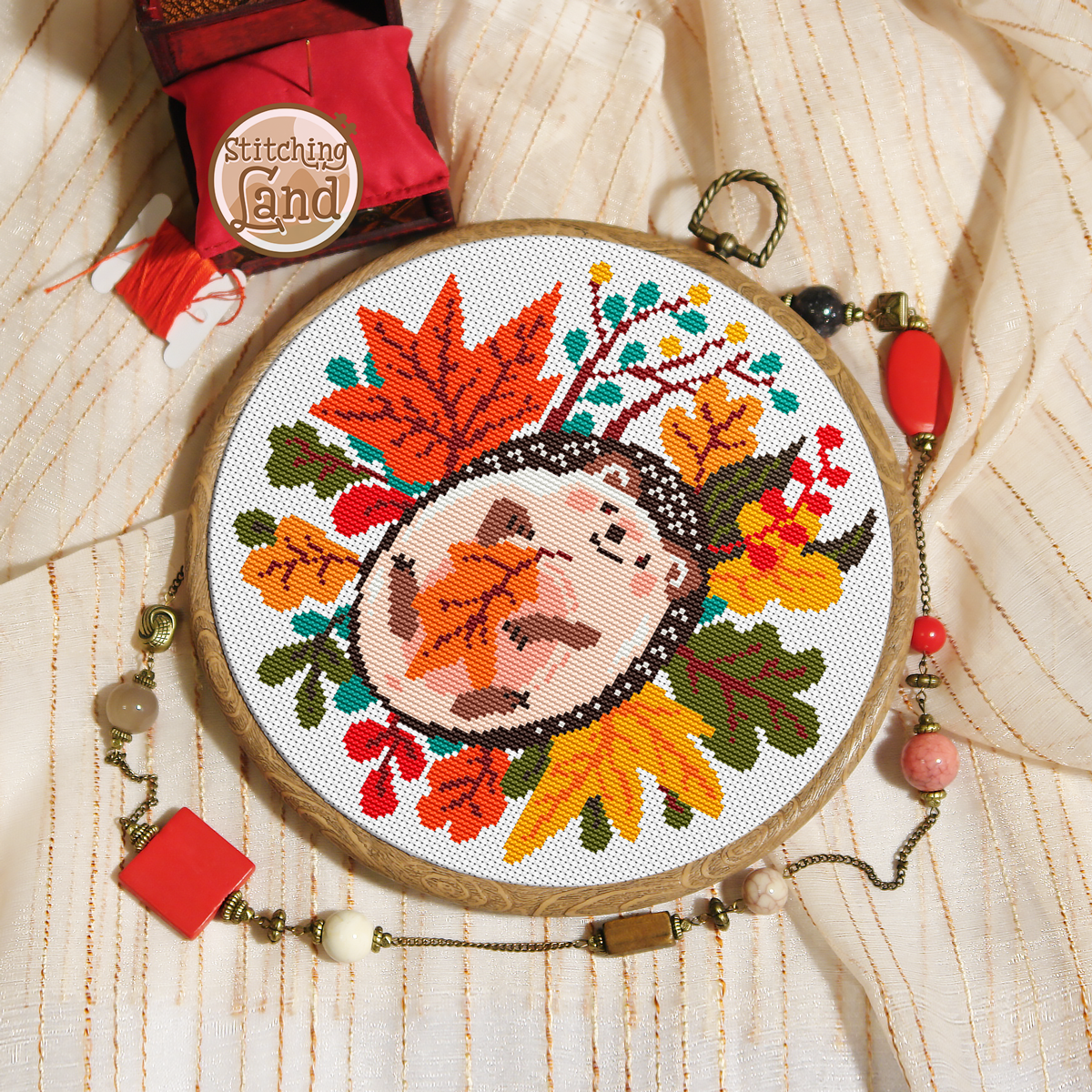 Autumn Hedgehog Cross Stitch Pattern