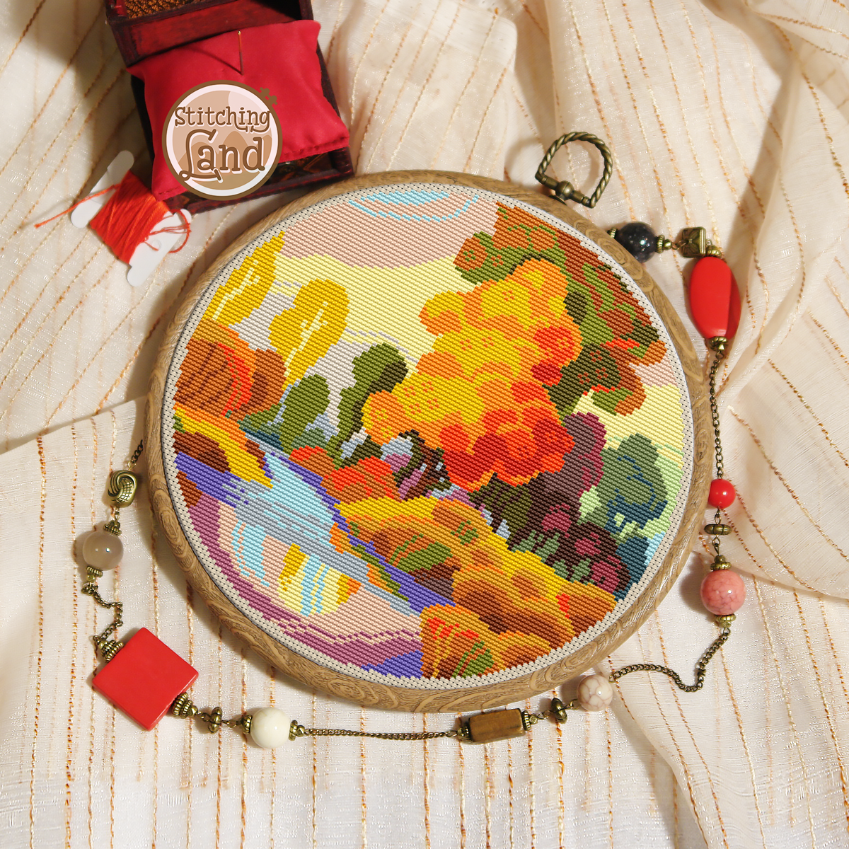 Autumn Riverside Cross Stitch Pattern
