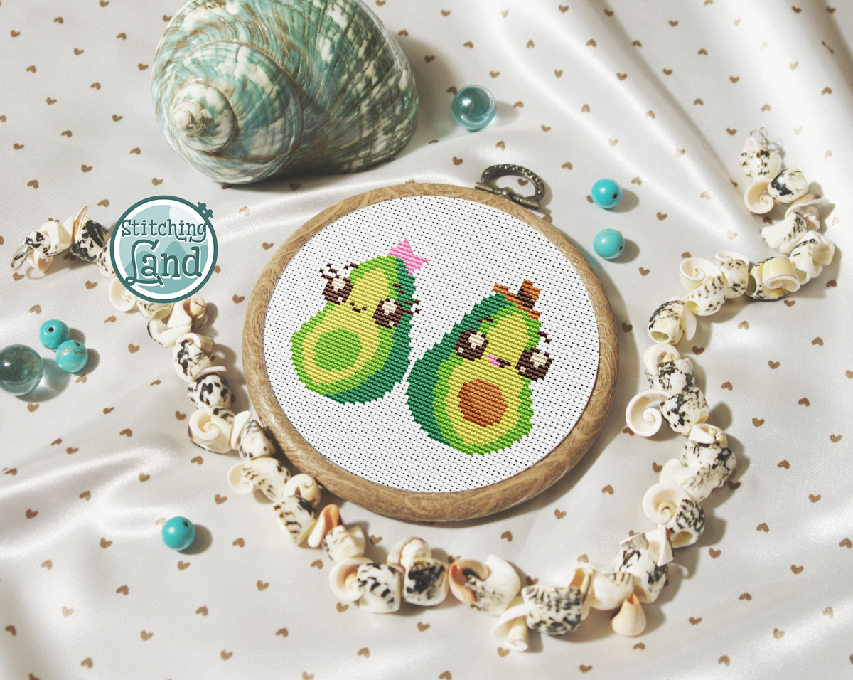 Avocado Twins Cross Stitch Pattern