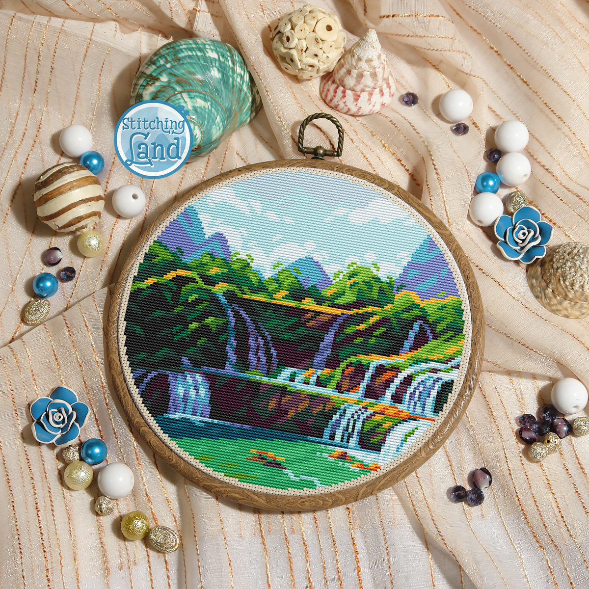 Ban Gioc Falls Cross Stitch Pattern