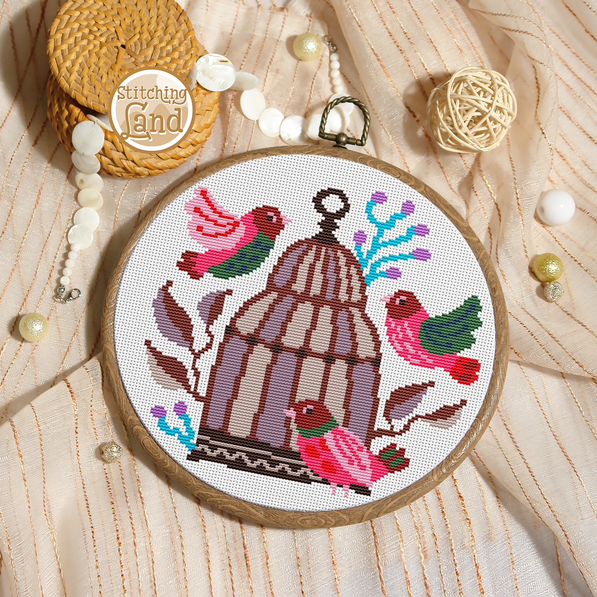 Bird Cage Cross Stitch Pattern