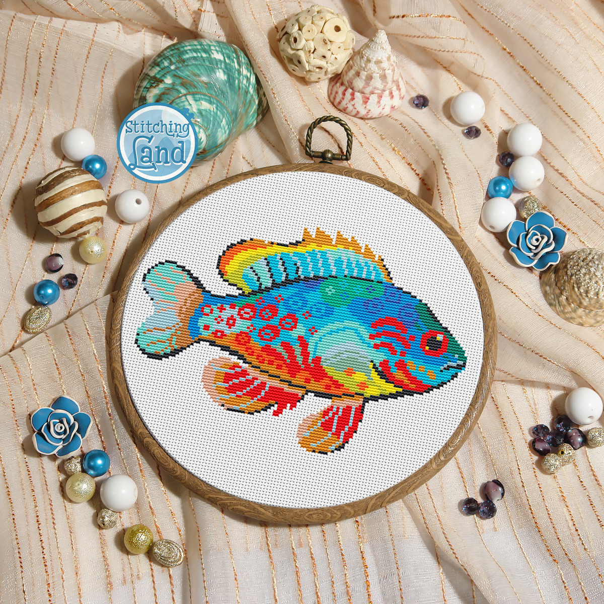 Blue Fish Cross Stitch Pattern