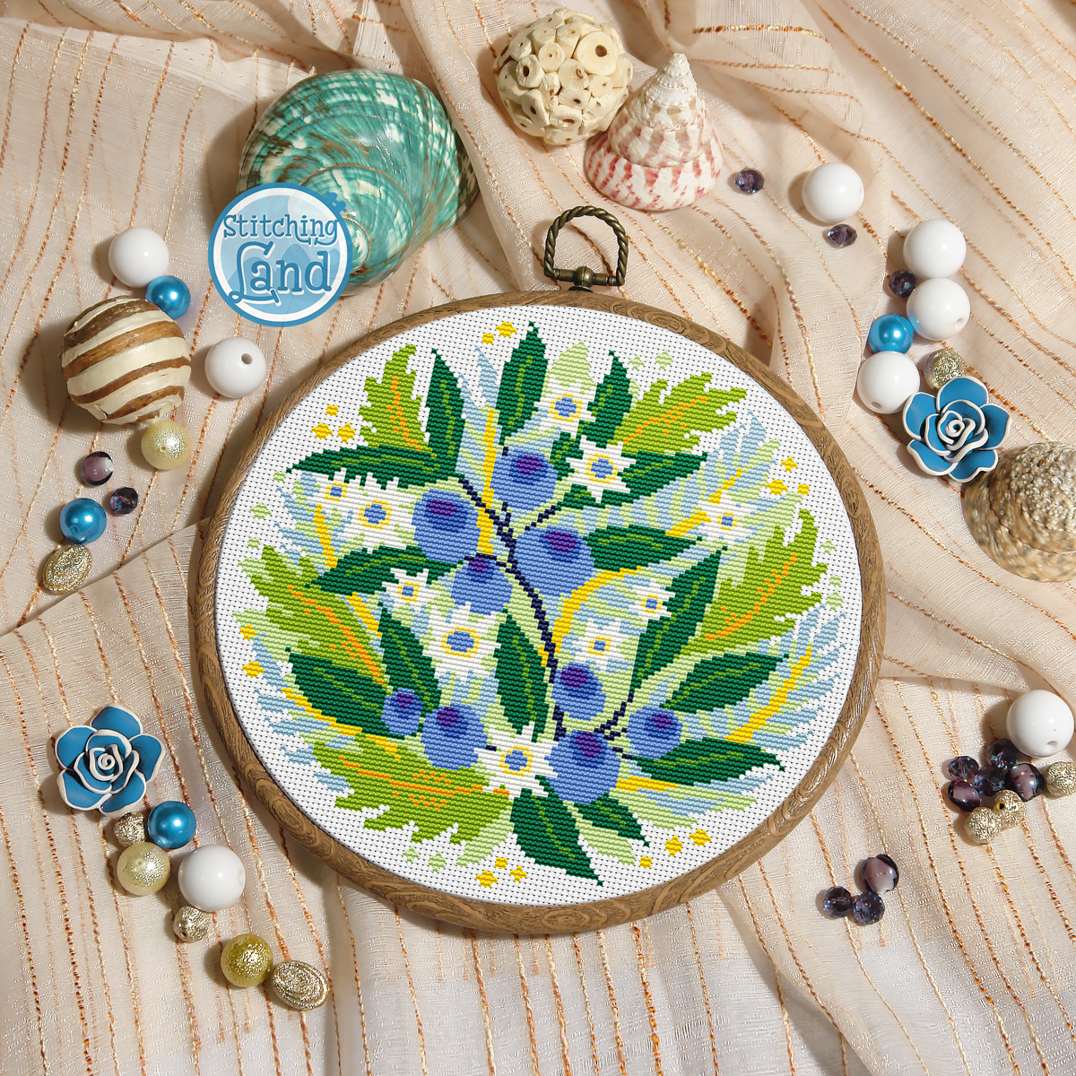 Blueberries Cross Stitch Pattern